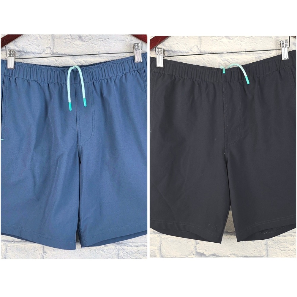 Lot Of 2 Myles Men Everyday Shorts Black Blue Stretch Gym Training Run Sz Medium